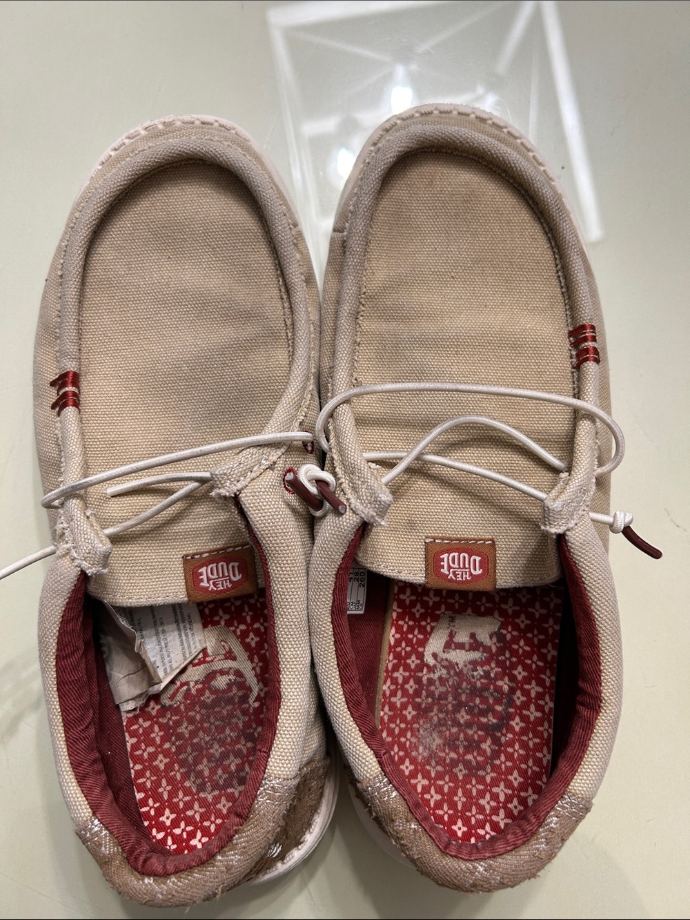 Hey Dude Beige Canvas Shoes-Men’s Size 8, women’s size 9.5